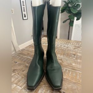 Women’s, We The Free, green with black piping Montage tall boots. Size 39.